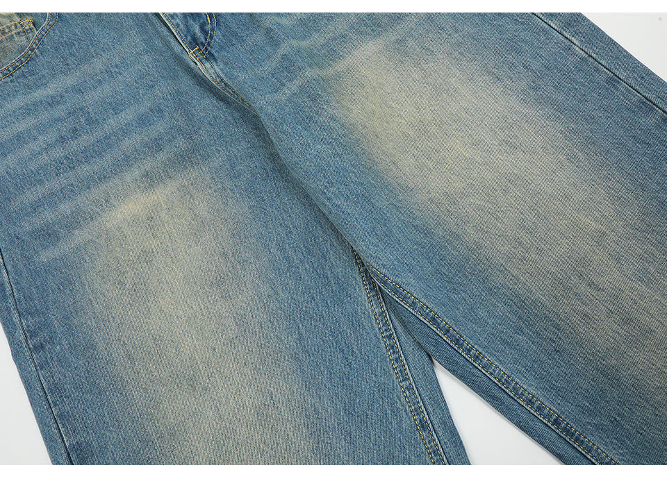 Straight-Leg Blue Denim Jeans PinkLimes Trending Streetwear