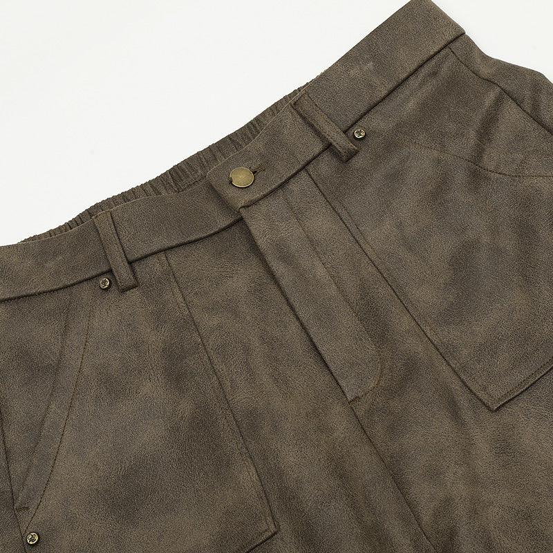 Side Pockets Straight-Leg Denim Cargo Pants PinkLimes Trending Streetwear