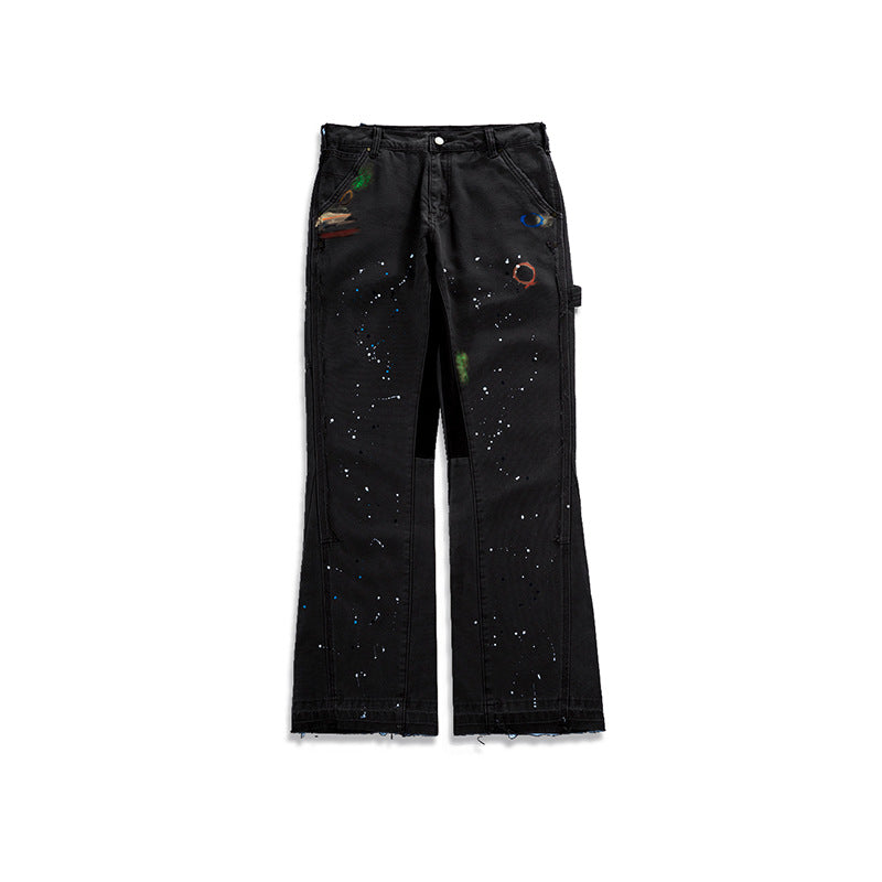 Unisex Flared Tooling Cat Whisker Jeans Black PinkLimes Trending Streetwear