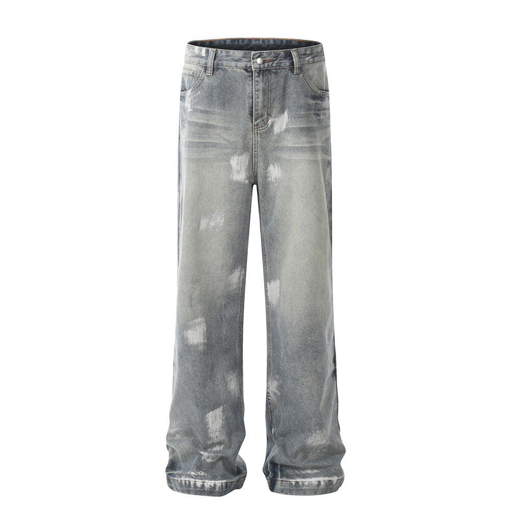 Punk Splash Ink Painted Ripped Jeans Blue PinkLimes Trending Streetwear