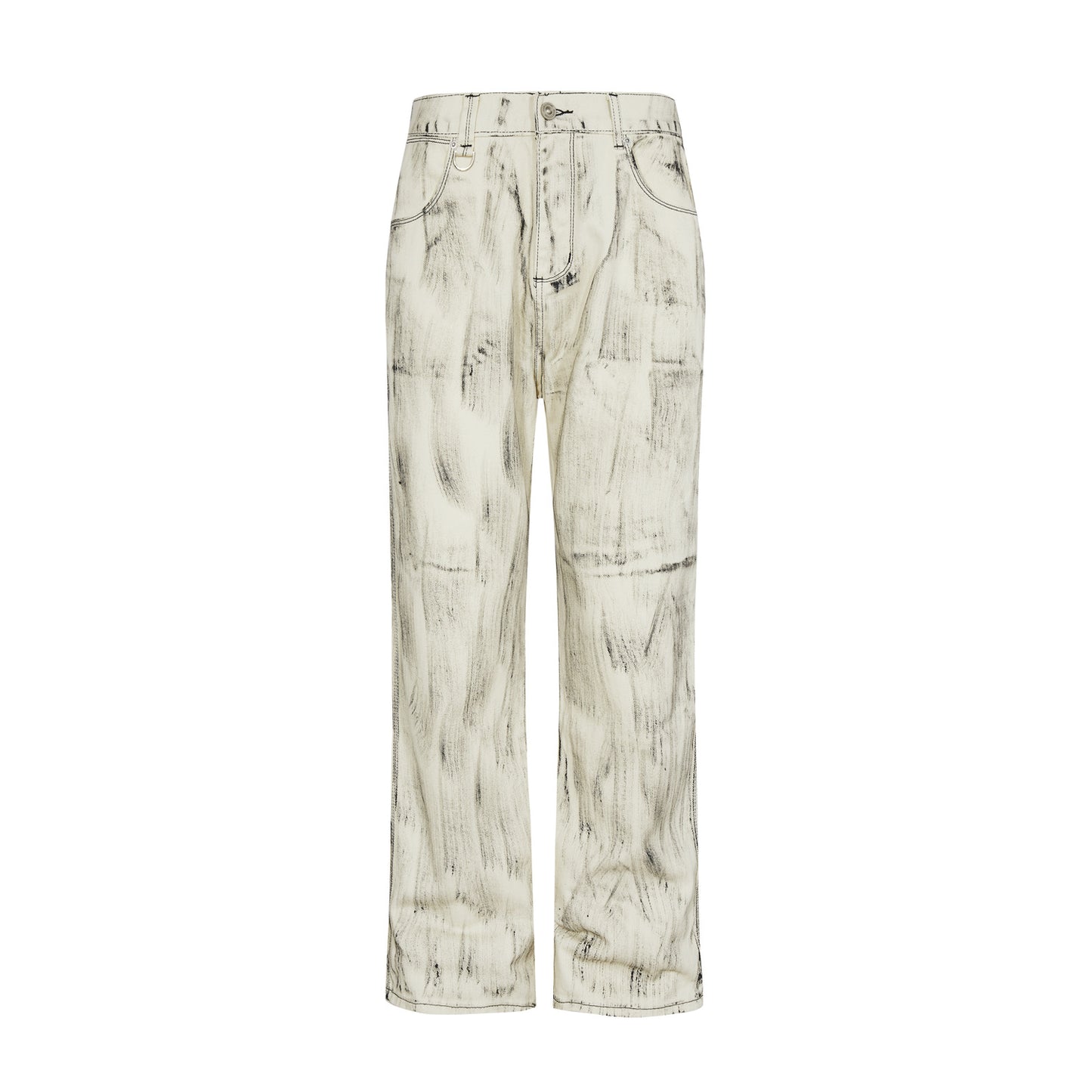 DirtyFit Hand Brush Straight Jeans Beige PinkLimes Trending Streetwear
