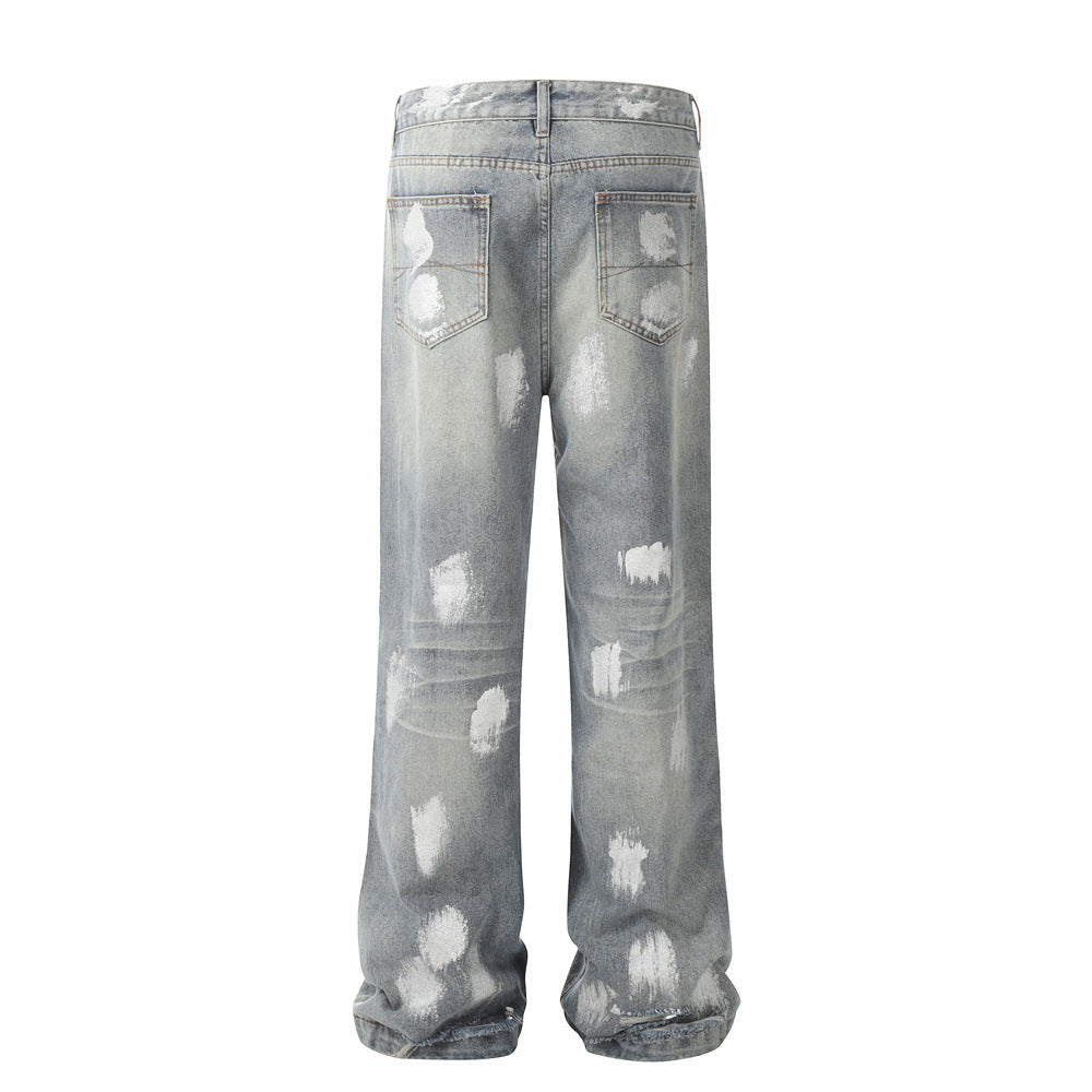 Punk Splash Ink Painted Ripped Jeans PinkLimes Trending Streetwear