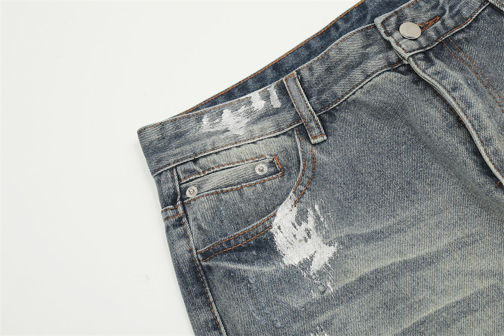 Punk Splash Ink Painted Ripped Jeans PinkLimes Trending Streetwear