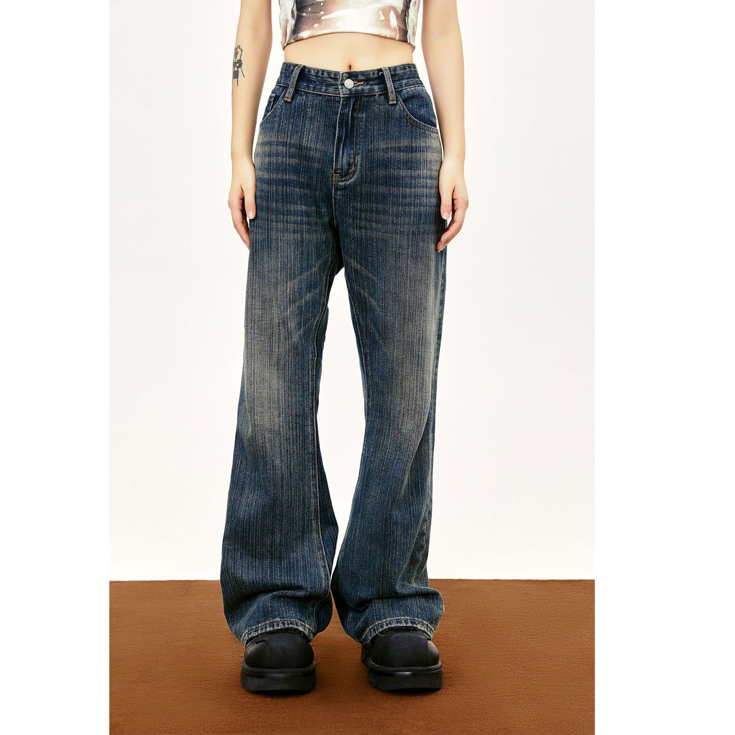 Dark Blue Distressed Denim Trousers PinkLimes Trending Streetwear