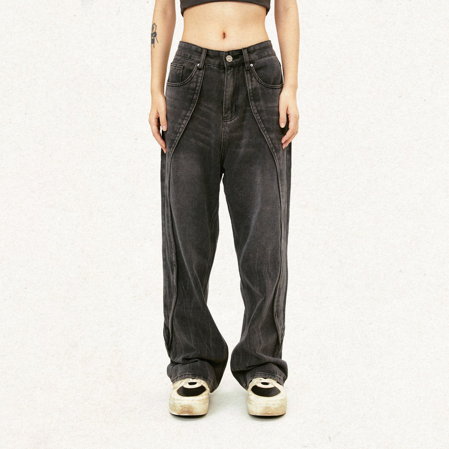 MADEEXTREME Deconstructed Faded Jeans PinkLimes Trending Streetwear