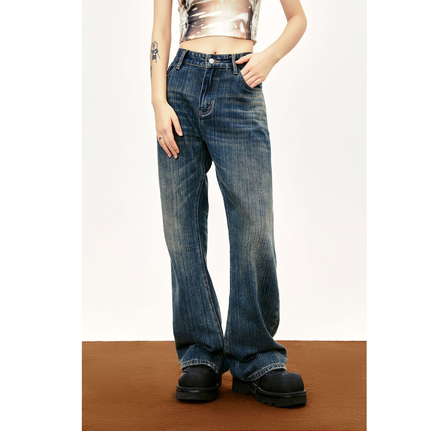 Dark Blue Distressed Denim Trousers PinkLimes Trending Streetwear