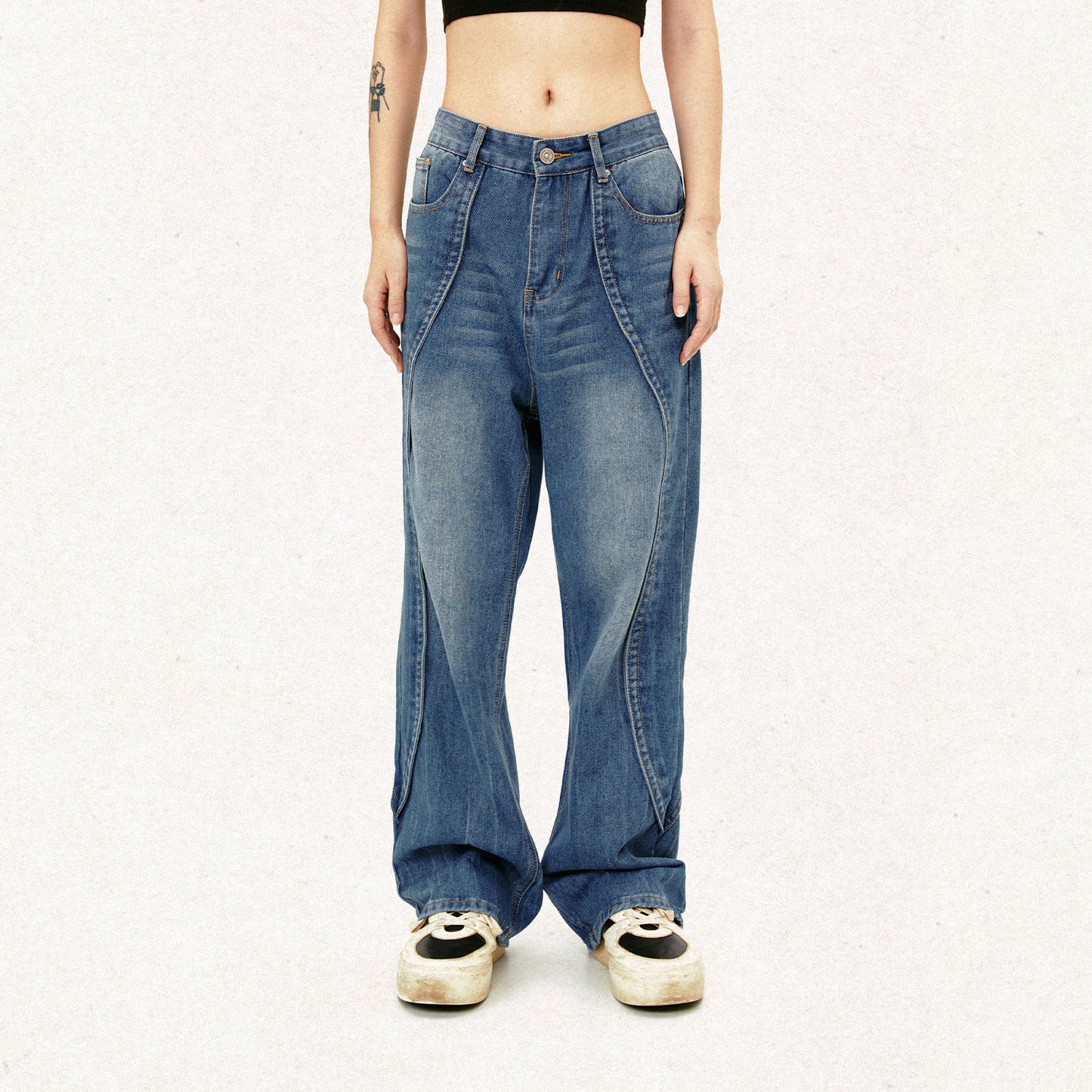 MADEEXTREME Deconstructed Faded Jeans PinkLimes Trending Streetwear