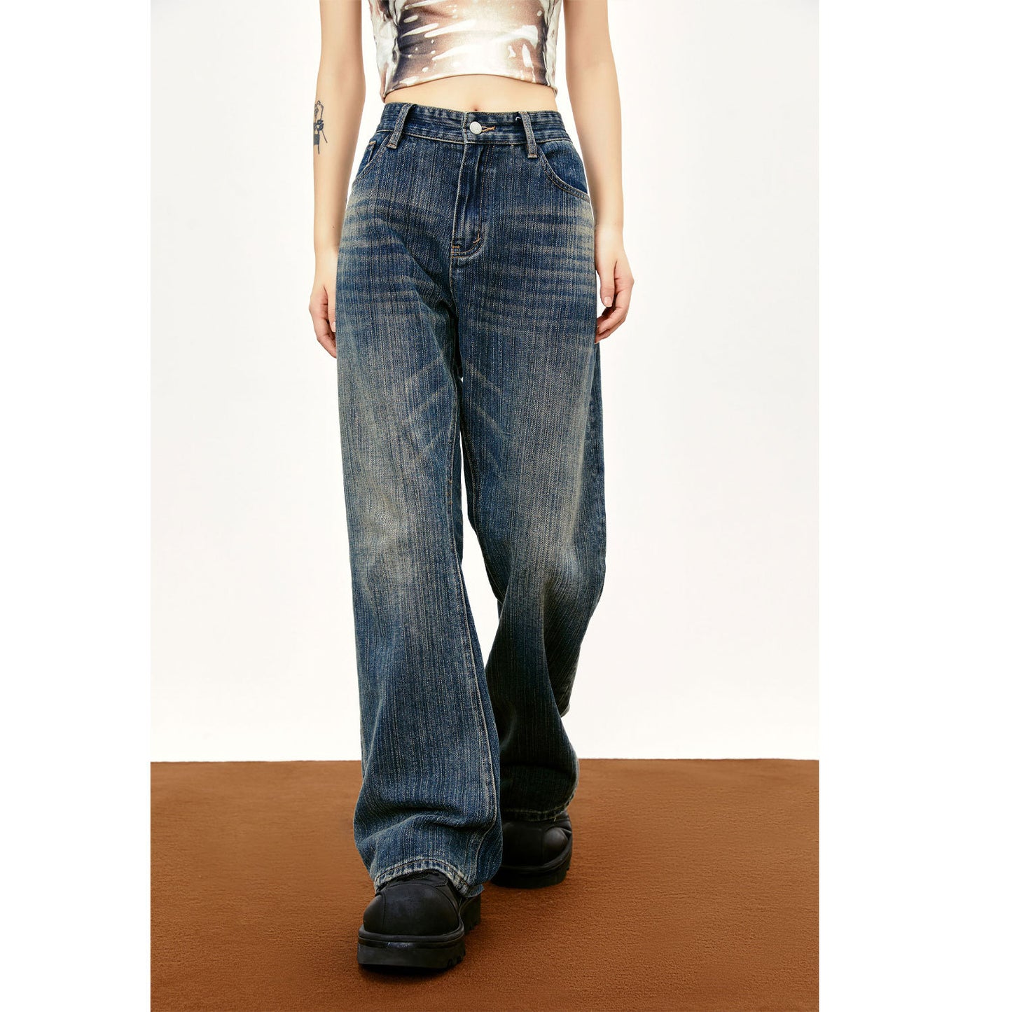 Dark Blue Distressed Denim Trousers PinkLimes Trending Streetwear