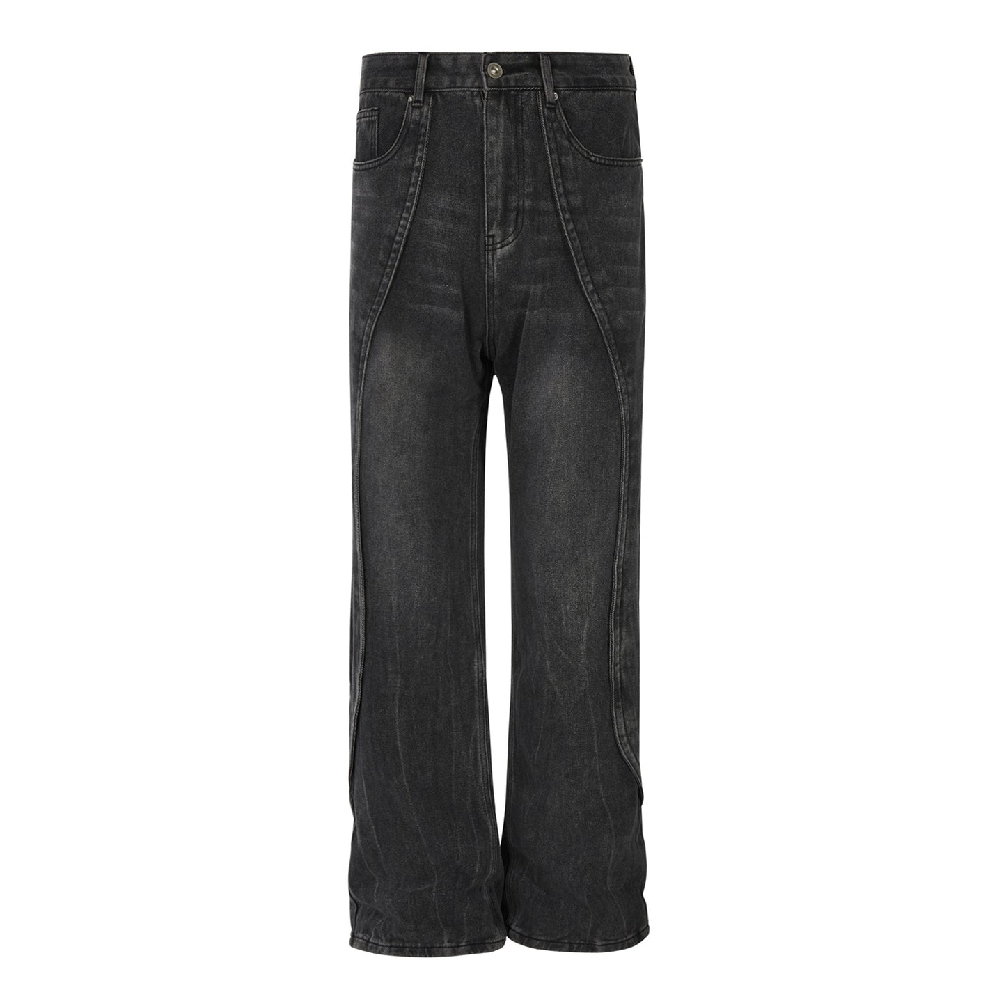 MADEEXTREME Deconstructed Faded Jeans Black PinkLimes Trending Streetwear