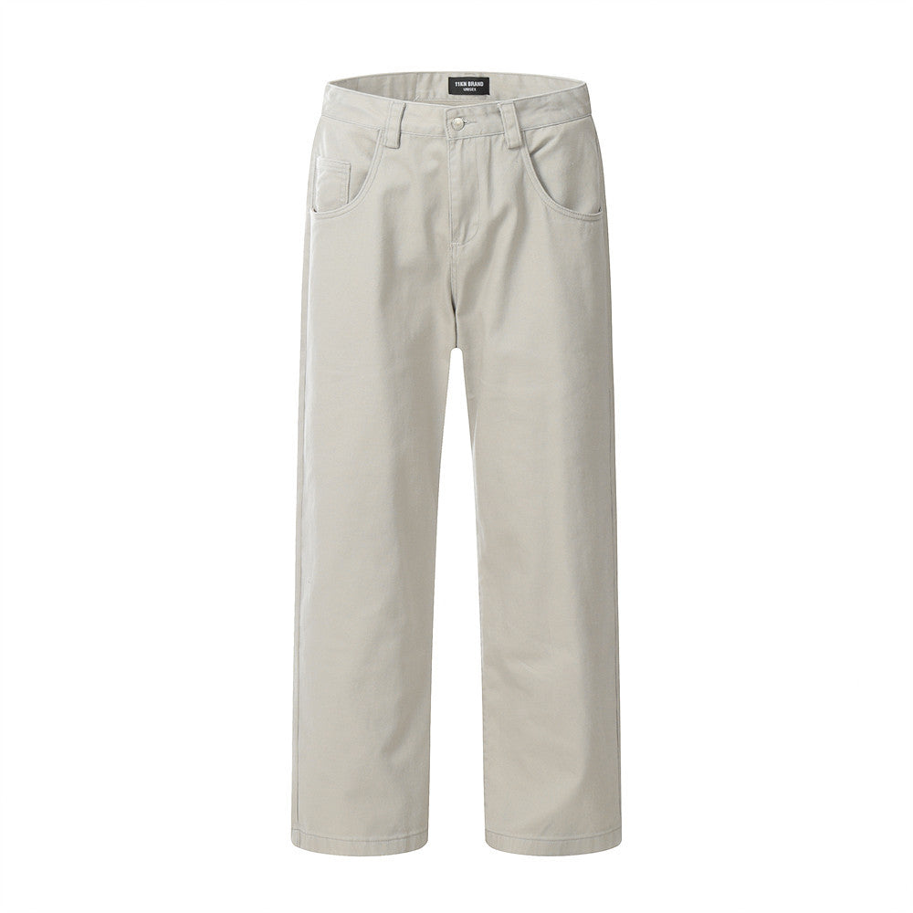 Rice Ash Straight Wide-Leg Jeans Grey PinkLimes Trending Streetwear