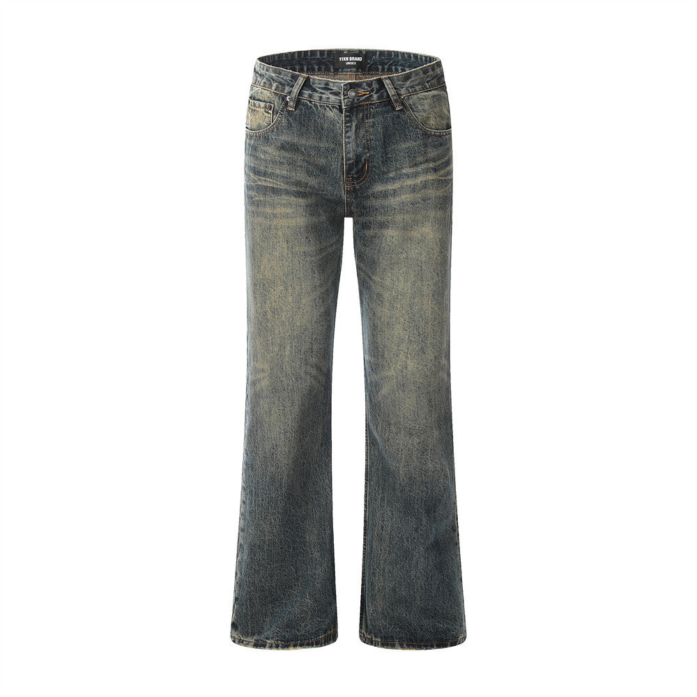 Vintage Ripped Micro-Flare Wide-Leg Jeans Navy Blue PinkLimes Trending Streetwear