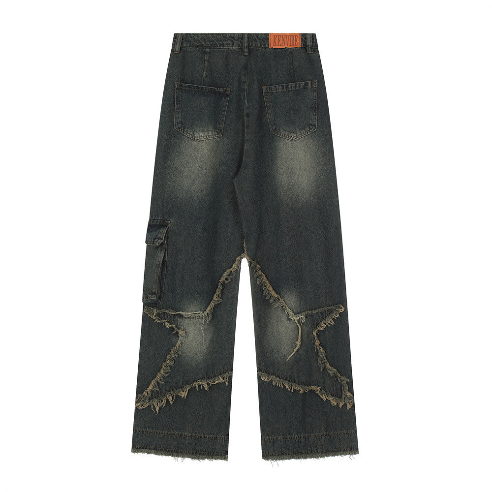 Star Stitch Baggy Jeans PinkLimes Trending Streetwear