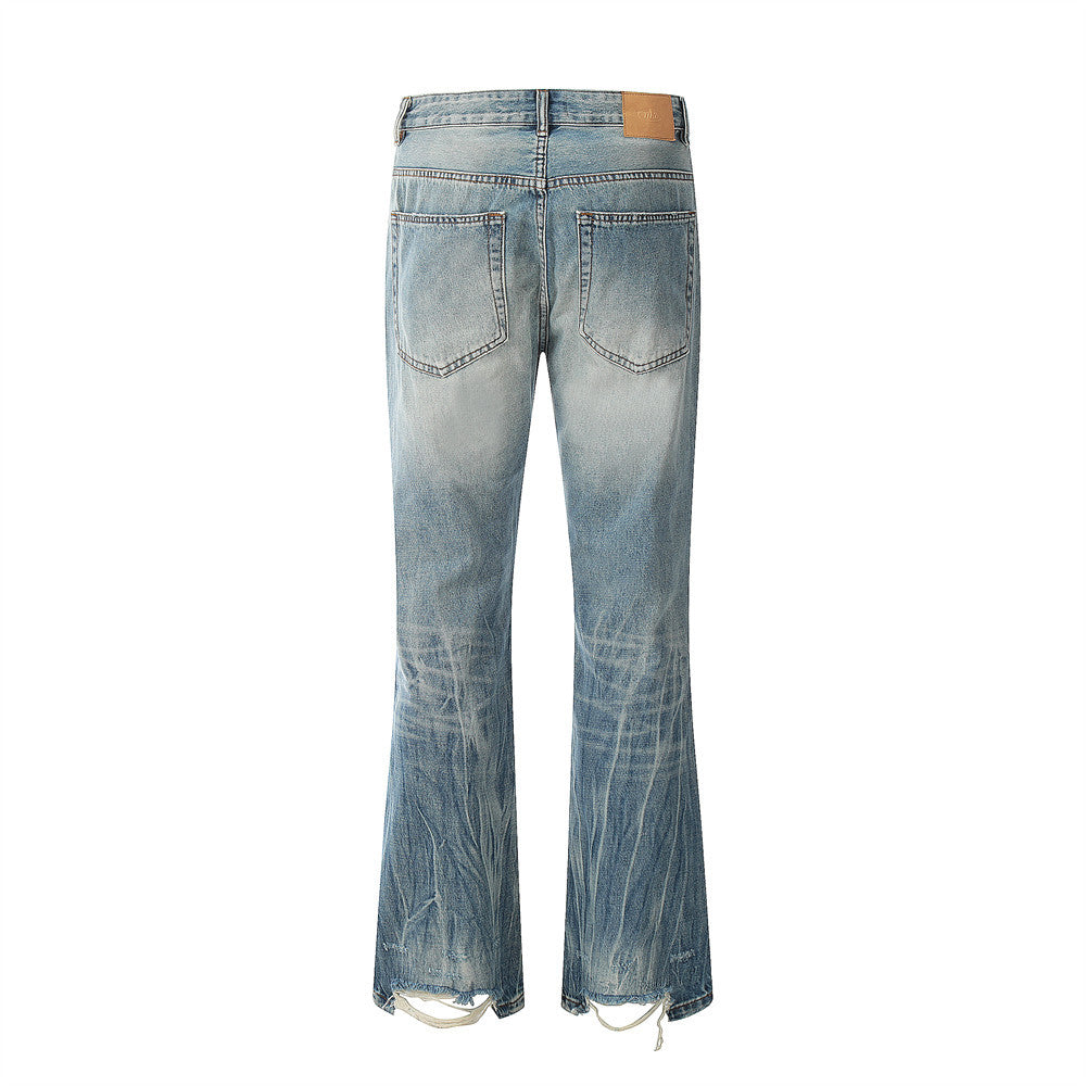 Ripped Gradient Micro-Flared Jeans PinkLimes Trending Streetwear