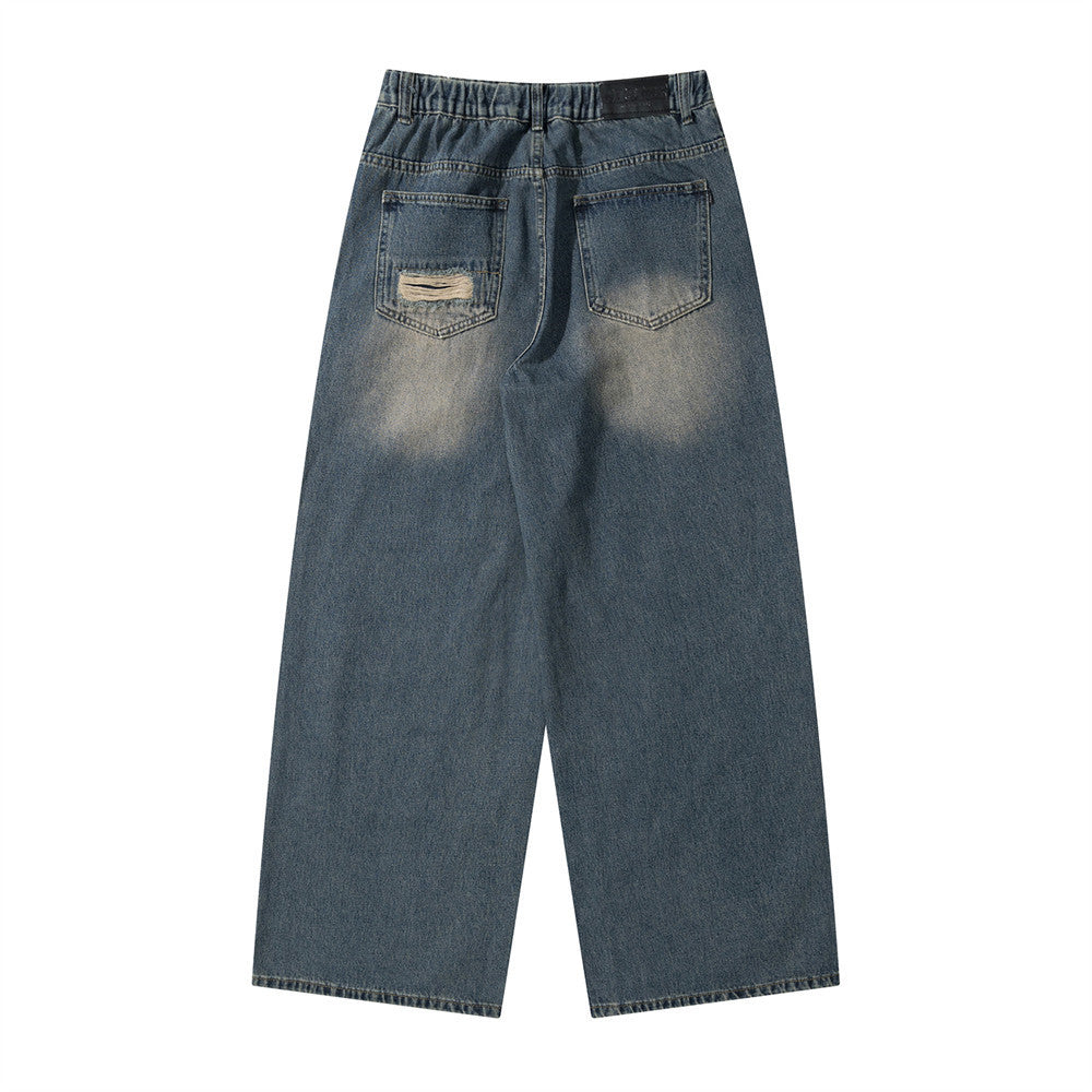 Ripped Patch Loose Wide-Leg Jeans PinkLimes Trending Streetwear