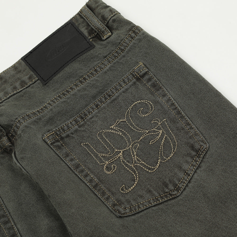 Water Washed Old Wear Denim Straight Jeans PinkLimes Trending Streetwear