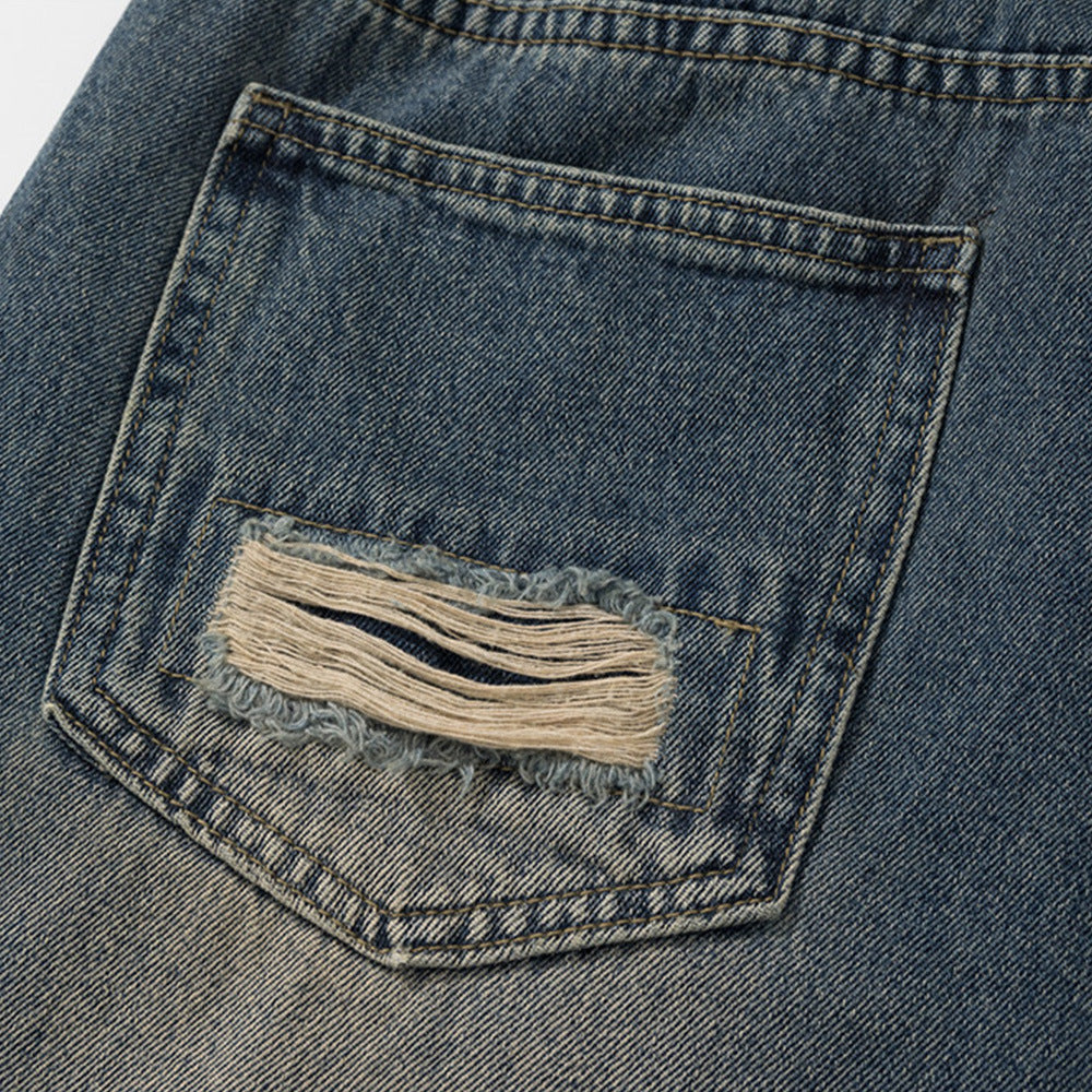 Ripped Patch Loose Wide-Leg Jeans PinkLimes Trending Streetwear