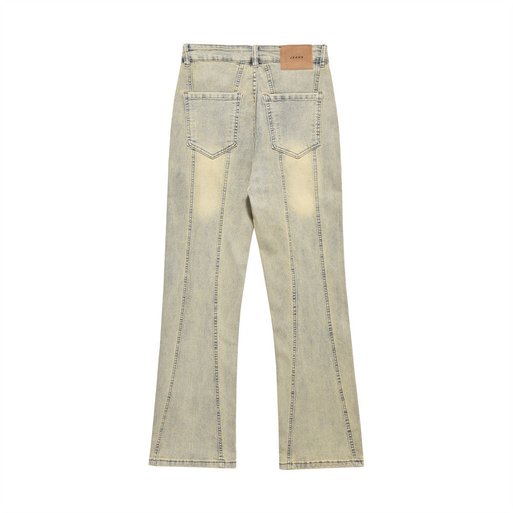 Mud Washed Yellow Straight Jeans PinkLimes Trending Streetwear