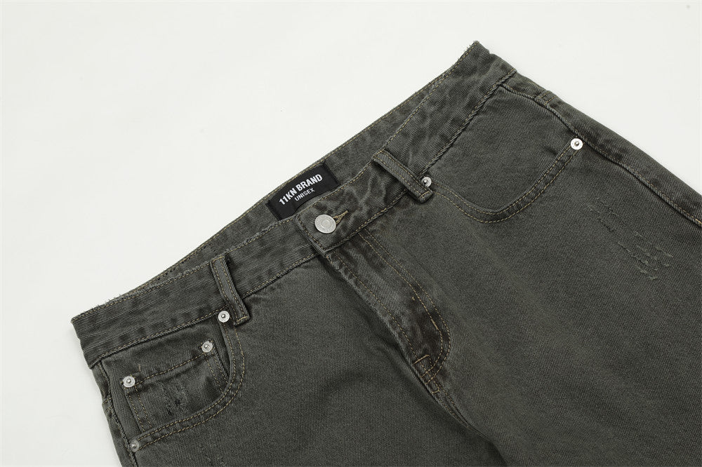 Water Washed Old Wear Denim Straight Jeans PinkLimes Trending Streetwear