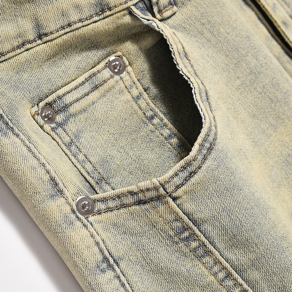 Mud Washed Yellow Straight Jeans PinkLimes Trending Streetwear