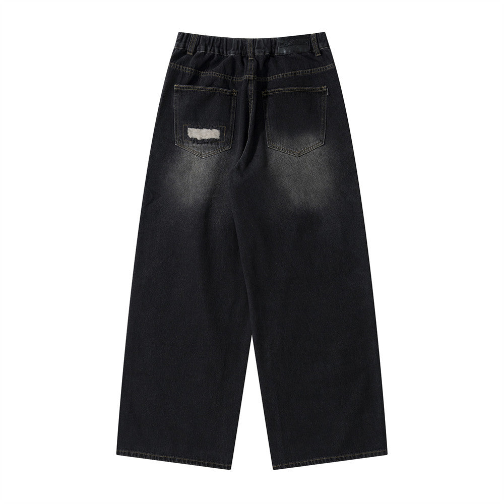 Ripped Patch Loose Wide-Leg Jeans PinkLimes Trending Streetwear