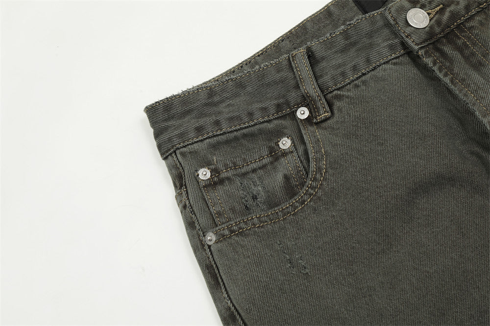 Water Washed Old Wear Denim Straight Jeans PinkLimes Trending Streetwear