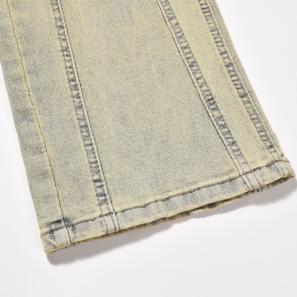 Mud Washed Yellow Straight Jeans PinkLimes Trending Streetwear
