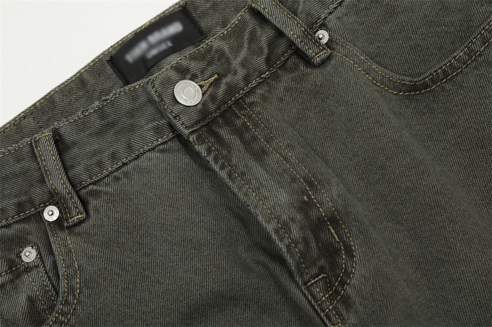 Water Washed Old Wear Denim Straight Jeans PinkLimes Trending Streetwear