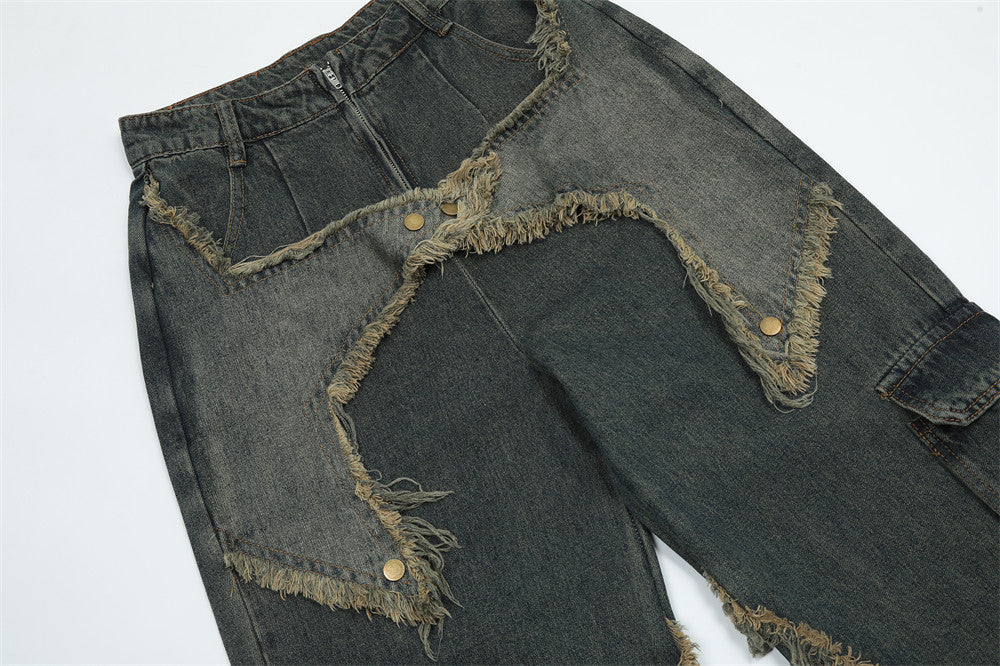 Star Stitch Baggy Jeans PinkLimes Trending Streetwear