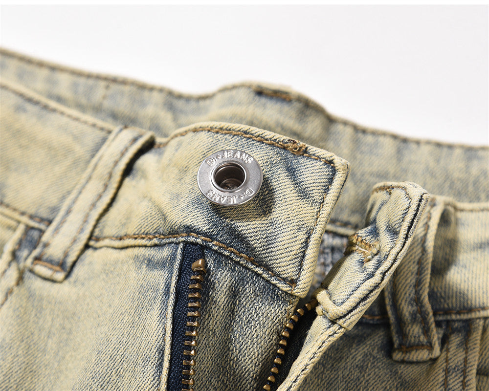 Mud Washed Yellow Straight Jeans PinkLimes Trending Streetwear