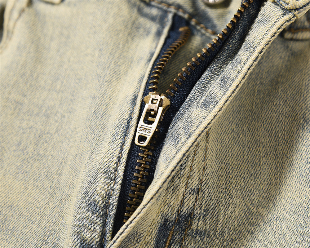 Mud Washed Yellow Straight Jeans PinkLimes Trending Streetwear