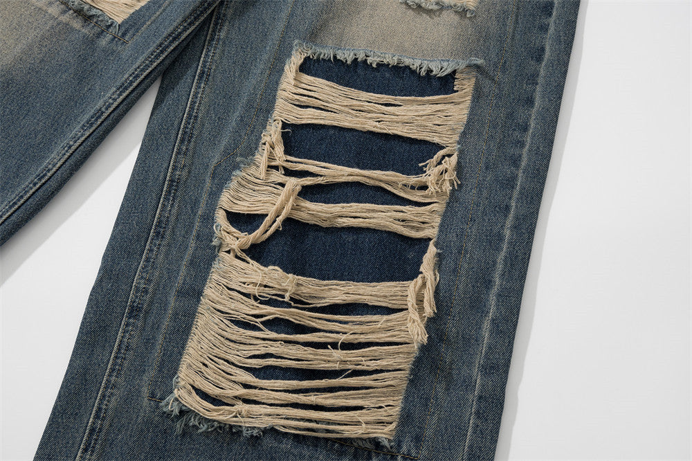 Ripped Patch Loose Wide-Leg Jeans PinkLimes Trending Streetwear