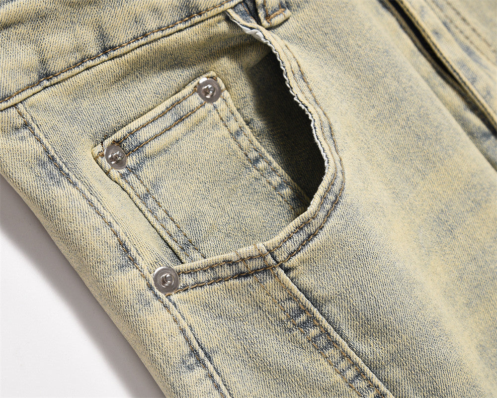 Mud Washed Yellow Straight Jeans PinkLimes Trending Streetwear