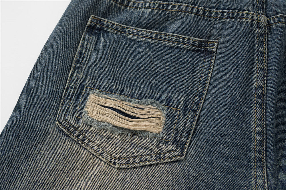 Ripped Patch Loose Wide-Leg Jeans PinkLimes Trending Streetwear