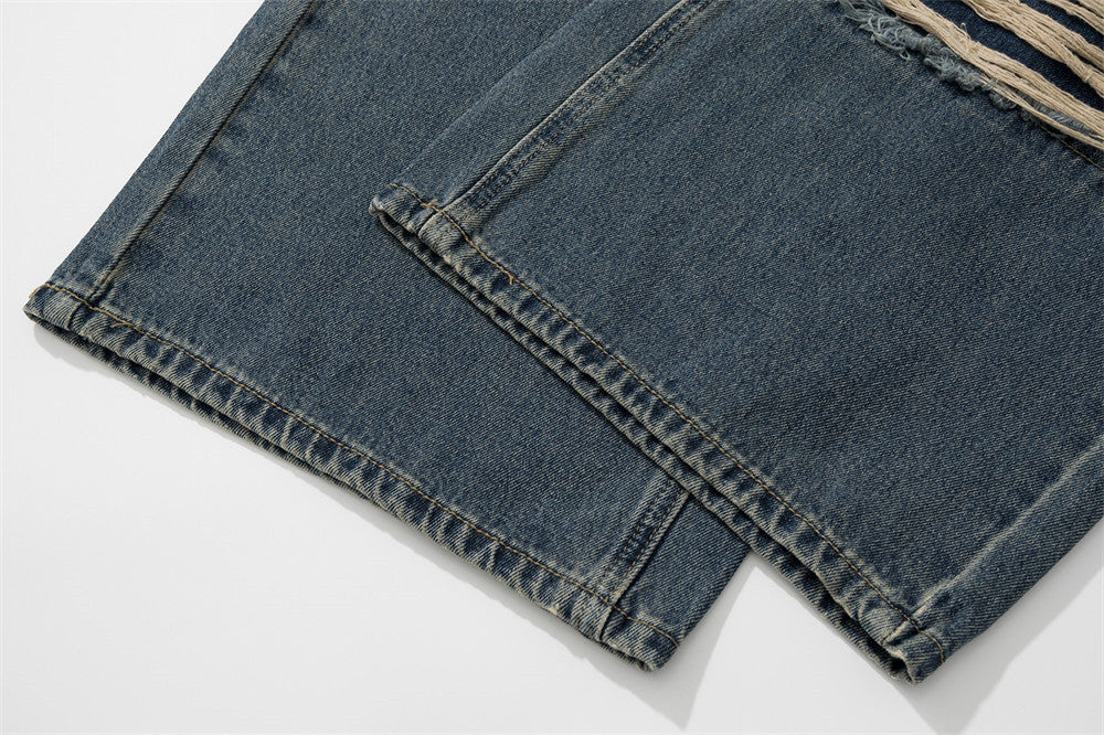 Ripped Patch Loose Wide-Leg Jeans PinkLimes Trending Streetwear