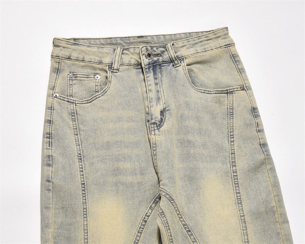 Mud Washed Yellow Straight Jeans PinkLimes Trending Streetwear