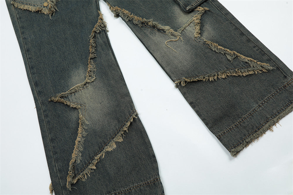 Star Stitch Baggy Jeans PinkLimes Trending Streetwear