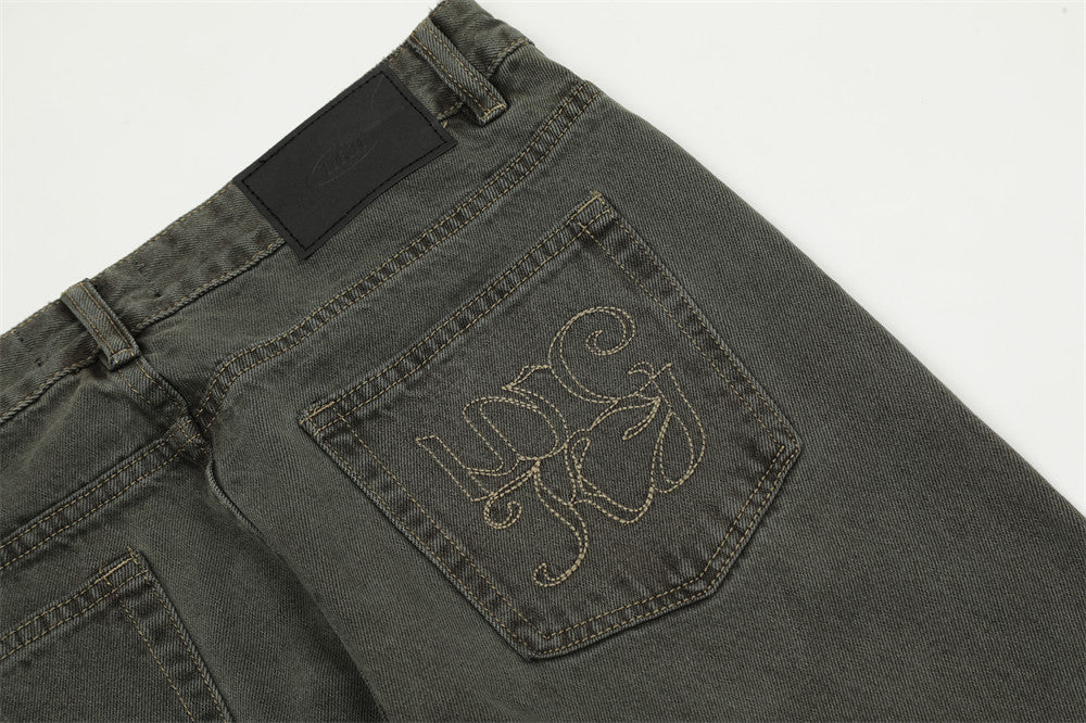 Water Washed Old Wear Denim Straight Jeans PinkLimes Trending Streetwear