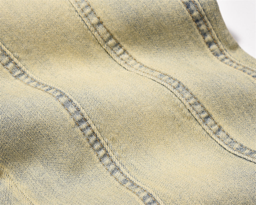 Mud Washed Yellow Straight Jeans PinkLimes Trending Streetwear