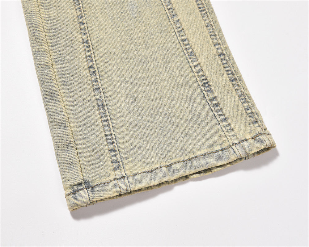 Mud Washed Yellow Straight Jeans PinkLimes Trending Streetwear