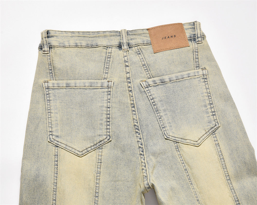 Mud Washed Yellow Straight Jeans PinkLimes Trending Streetwear