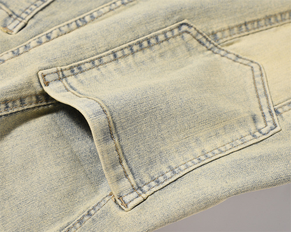 Mud Washed Yellow Straight Jeans PinkLimes Trending Streetwear