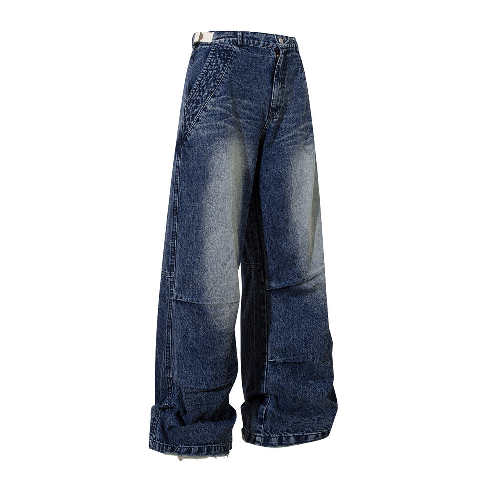 Washed Baggy Denim Jeans Blue PinkLimes Trending Streetwear