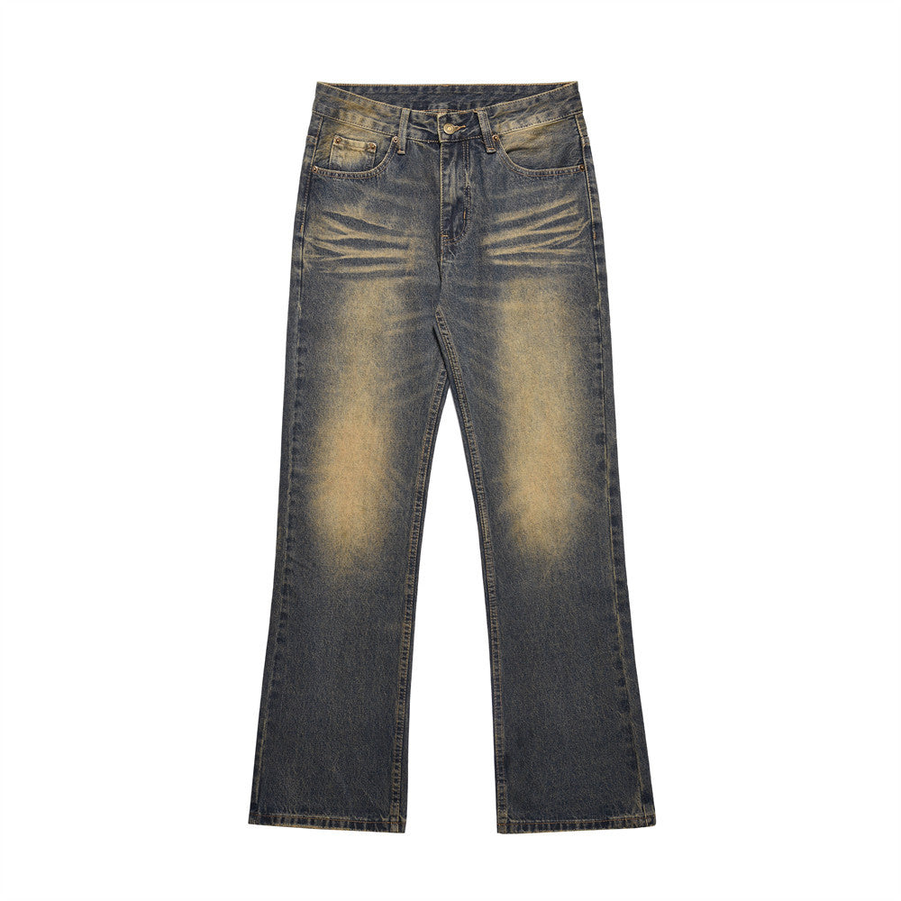 Yellow Washed Wide-Leg Straight Jeans Navy Blue PinkLimes Trending Streetwear
