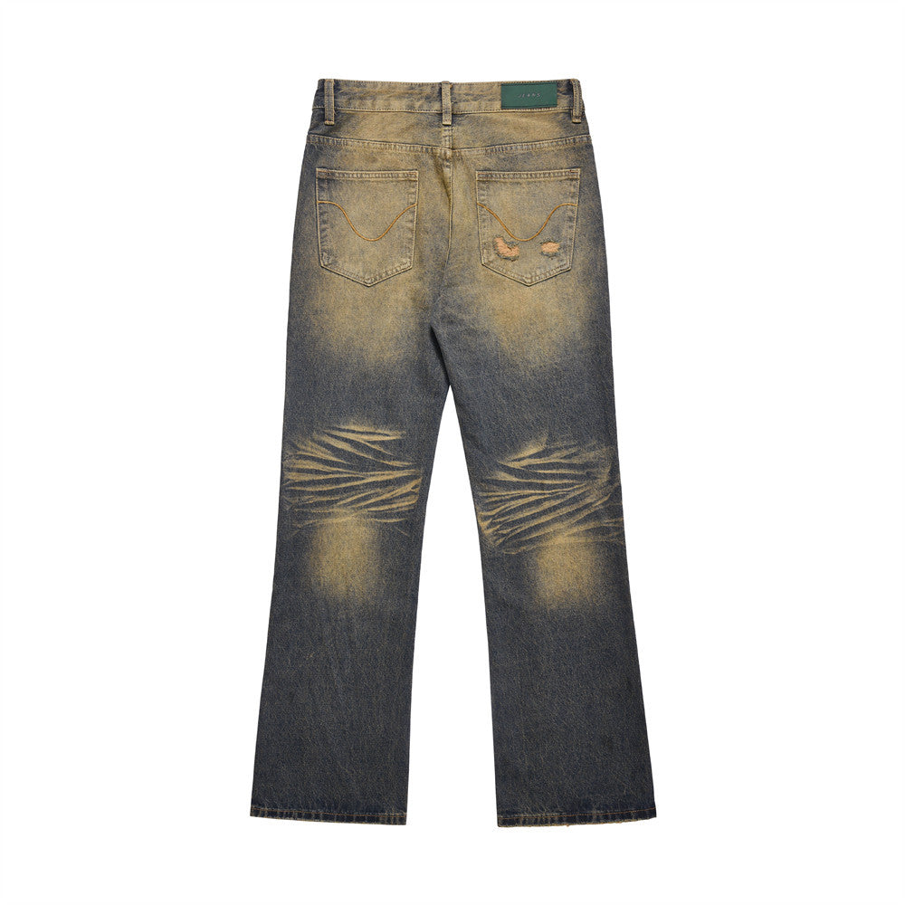 Yellow Washed Wide-Leg Straight Jeans PinkLimes Trending Streetwear