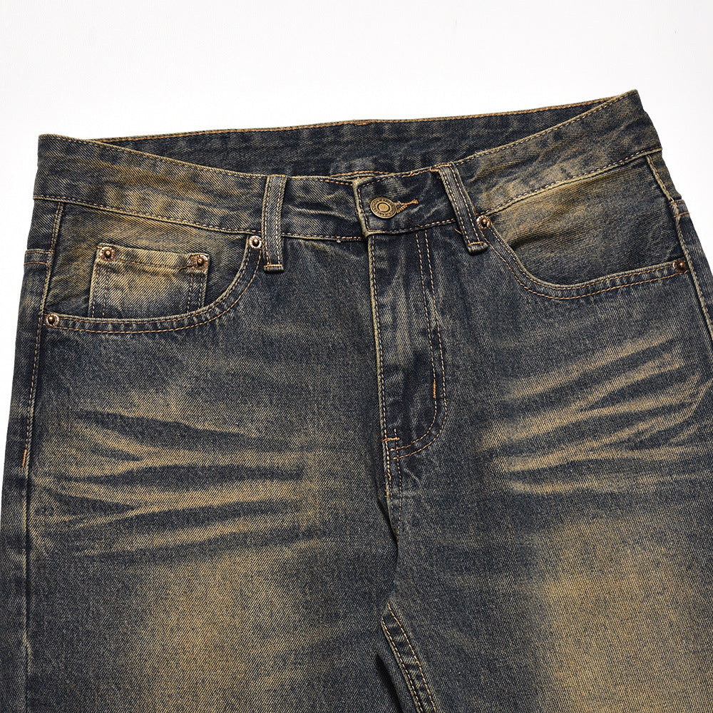 Yellow Washed Wide-Leg Straight Jeans PinkLimes Trending Streetwear