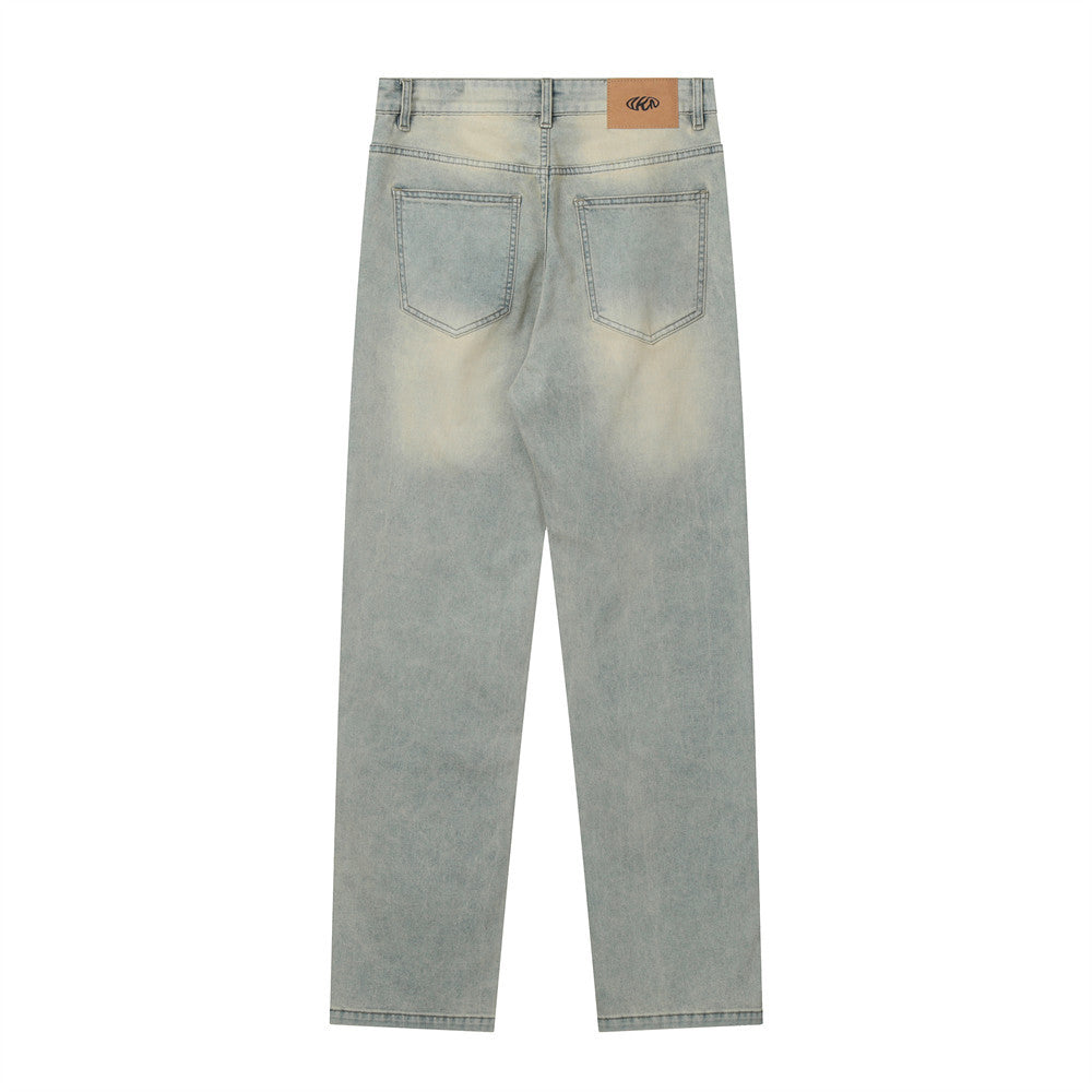 Washed Straight Jeans with Zipper Slit PinkLimes Trending Streetwear