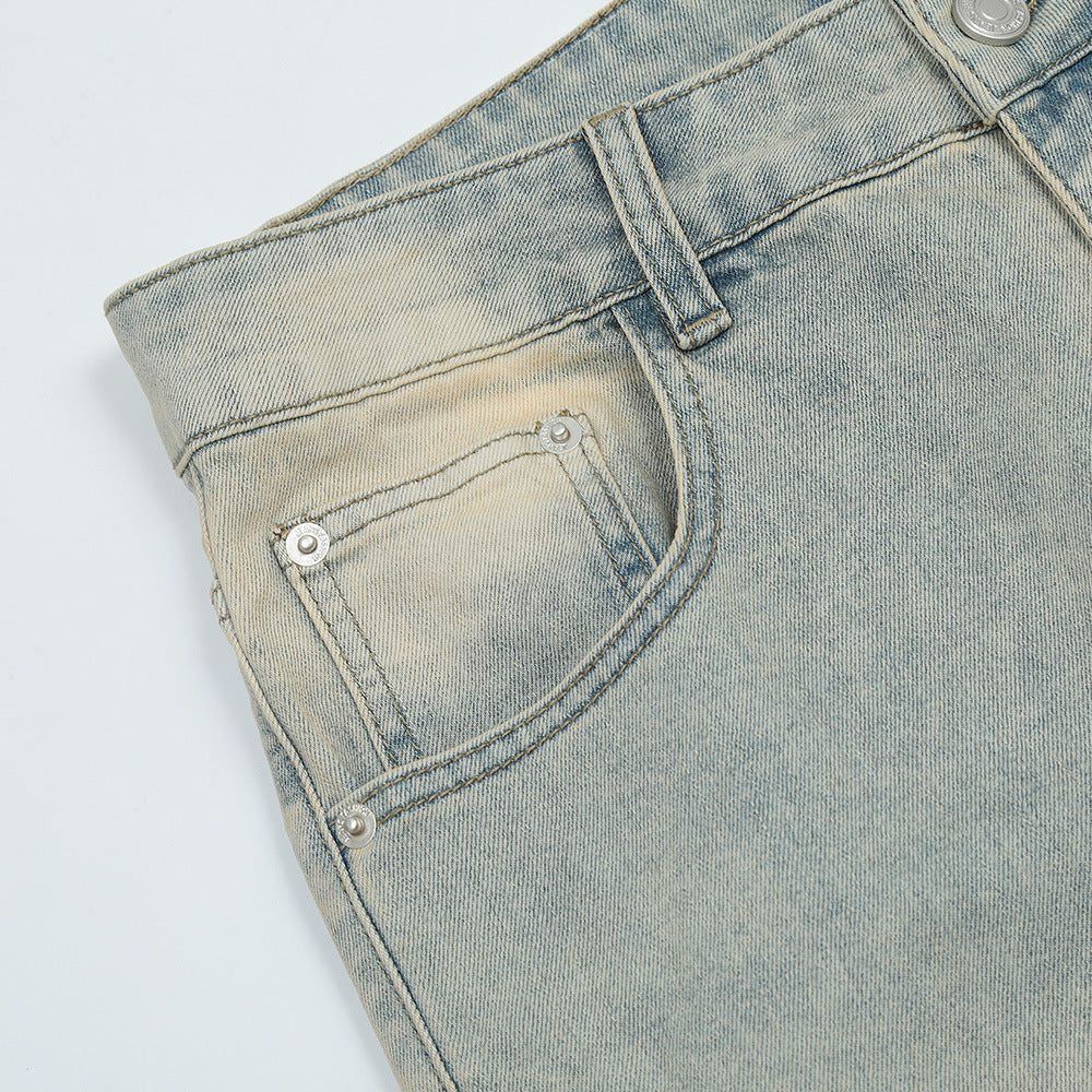Washed Straight Jeans with Zipper Slit PinkLimes Trending Streetwear