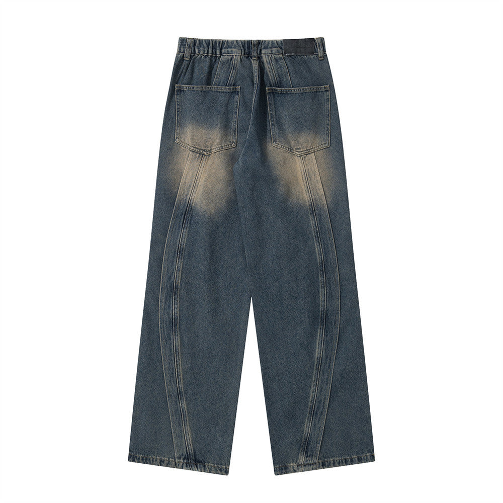 Washed Split Stitch Wide-Leg Jeans PinkLimes Trending Streetwear