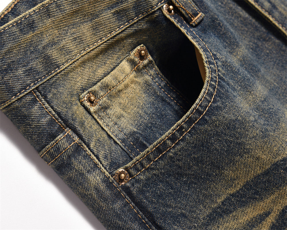 Yellow Washed Wide-Leg Straight Jeans PinkLimes Trending Streetwear