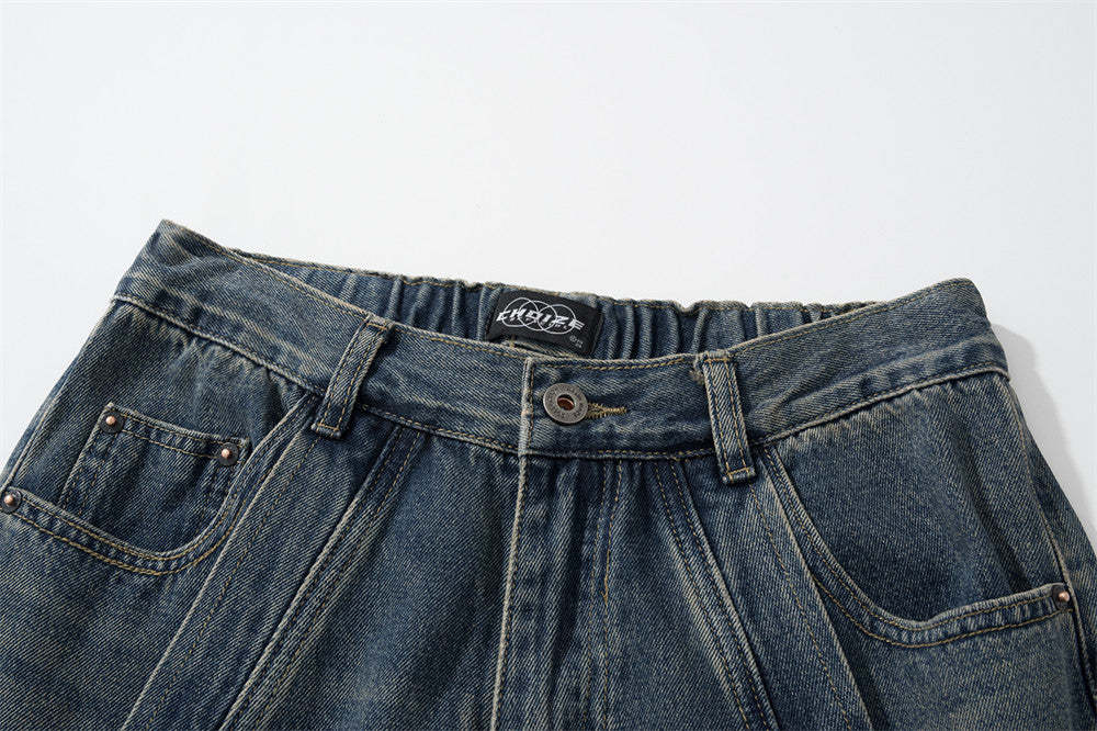 Washed Split Stitch Wide-Leg Jeans PinkLimes Trending Streetwear